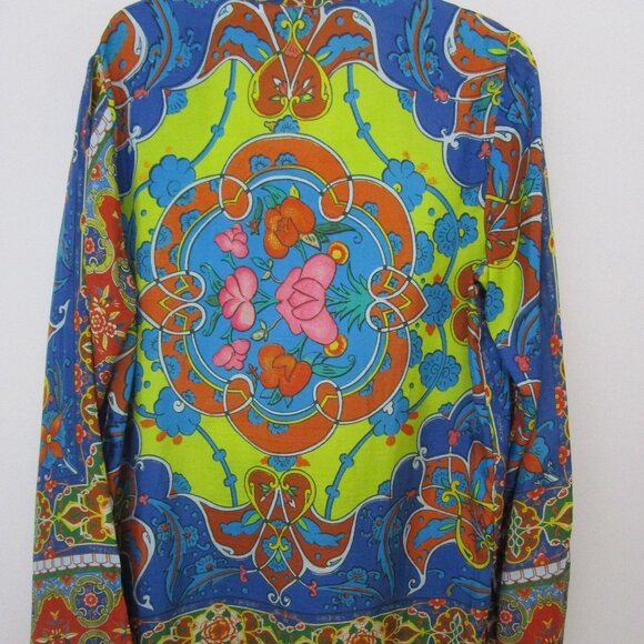 Silk Art Nouveau Tunic Top Bohemian Button Front - Picture 7 of 8